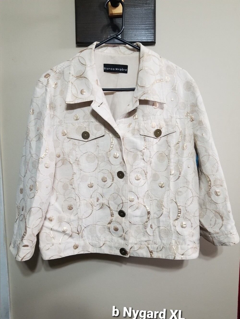 Bianca Nygard Cream Embroidered Jean Jacket - XL